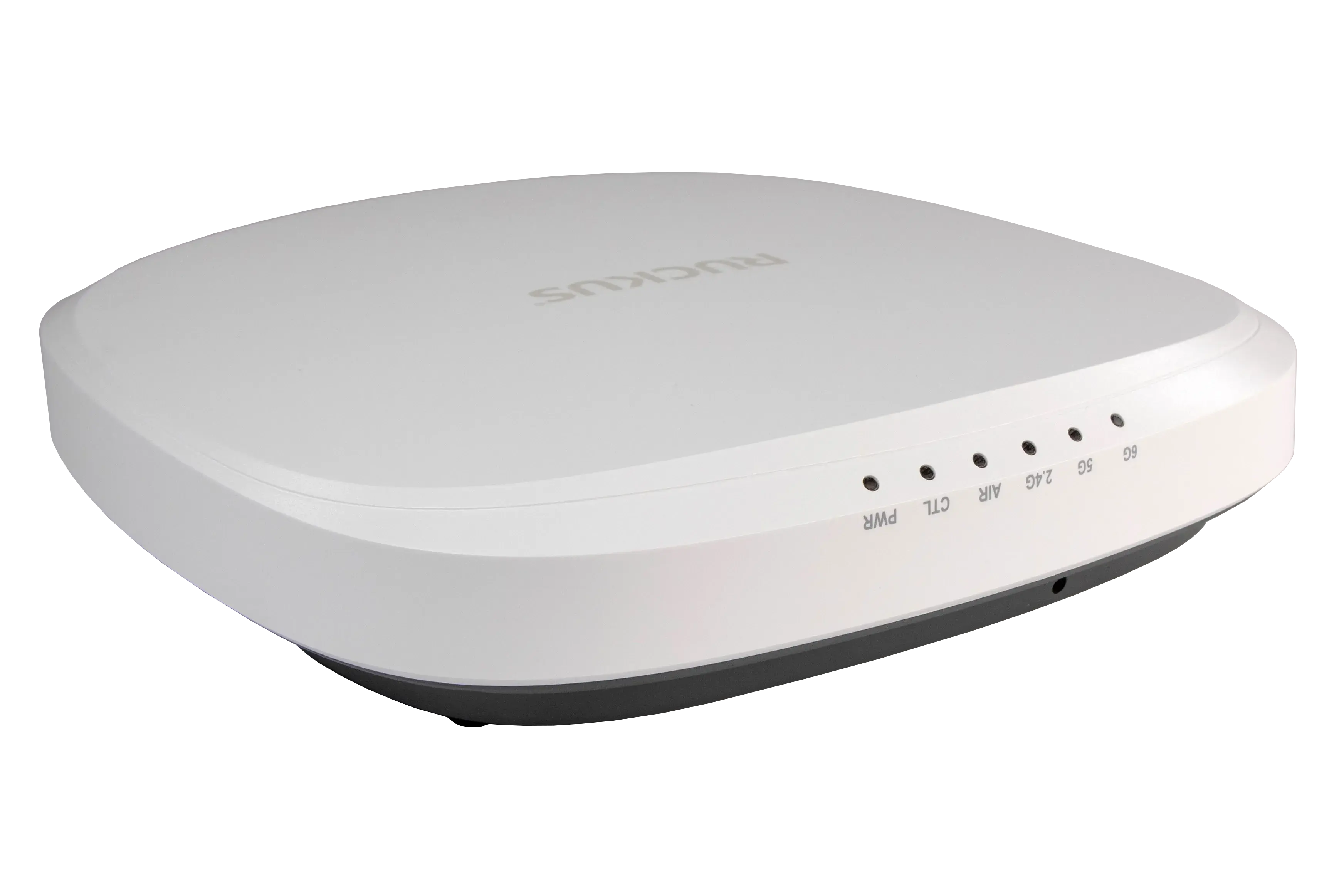 A sleek, white wireless access point device branded with 'Ruckus,' featuring multiple LED indicators for various connectivity statuses. This device is part of Now's Wireless as a Service (WaaS) offering, providing seamless, managed Wi-Fi coverage for optimal connectivity.